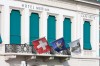Basel: Ausschnitt der Fassade des Hotel Merian und Cafe Spitz