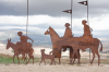 Spanien, Region Navarra: Pilgerdenkmal auf dem Alto del Perdn