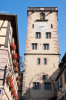 Frankreich, Elsass, Ribeauvill: Der mittelalterliche Metzgerturm gilt als das bedeutendste Wahrzeichen der Stadt