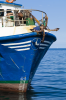 Kroatien, Istrien, Rovinj: Der Bug eines Fischerbootes im Hafen
