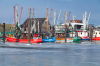 Fedderwardersiel: Krabbenkutter im zugefrorenen Hafen