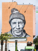 Wandmalerei, Portrait eines alten Mannes auf einer Hauswand in Marrakesch, Marokko