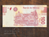 Eine Abbildung von Tenochtitlan, der Hauptstadt des Aztekenreiches auf der 100 Peso-Banknote, Mexiko