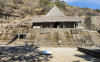 Der aztekische Felsentempel wurde im 15.Jh. mit Obsidianmessern aus dem Felsen herausgearbeitet, Malinalco im Tal von Toluca, Bundesstaat Mexico, Mexiko