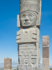 Statuen toltekischer Krieger auf dem Tempel des Quetzalcatl in Tula, Hidalgo, Mexiko